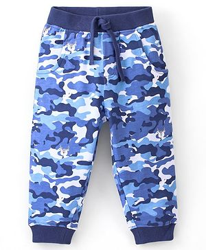 Babyhug Cotton Looper Knit Full Length Lounge Pant Camouflage Printed - Blue