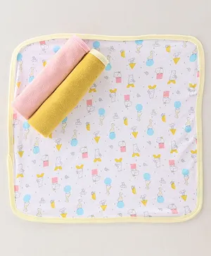 OHMS Terry Knit Hand & Face Towels Bear Print Pack of 3 L 41 x B 41 cm - Multicolour