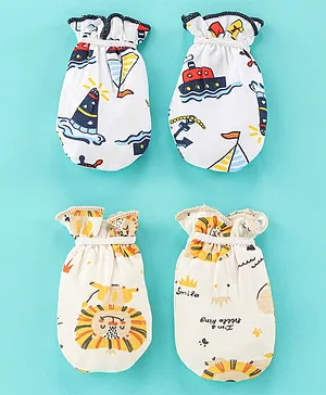 OHMS Interlock Knit Ship Printed Mittens Pack of 2 - Multicolour