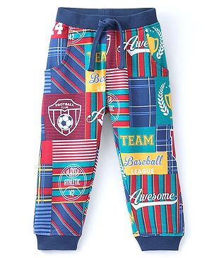 Babyhug Cotton Looper Full Length Lounge Pants Text Print - Blue