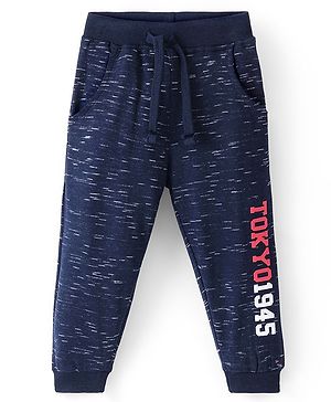 Babyhug Cotton Looper Knit Full Length Lounge Pant Text Print - Blue