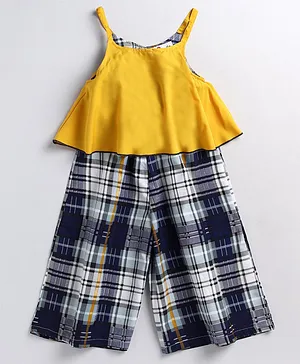 M'andy Sleeveless  Checked Printed Jumpsuit - Yellow