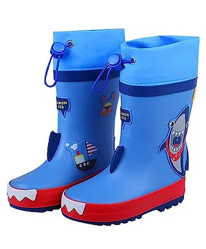 Little Surprise Box  Shark Theme Printed Rain Gumboots -  Blue