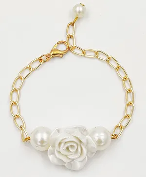 Lime By Manika Pearl Rose Embellished  Bracelet - Off White