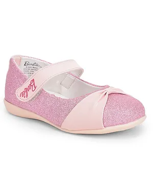 Toothless Velcro Closure Shimmery Barbie Ballerinas - Pink