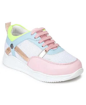 Toothless Slip On Style Fabric Colour Blocked Sneakers - Pink & White