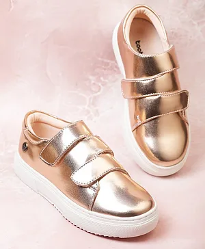 Toothless Velcro Closure Solid Colour Shimmer Casual Shoes - Golden