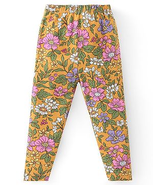 Babyhug Cotton Lycra Full Length Floral Printed Leggings - Multicolour