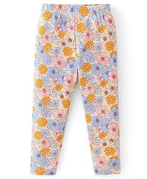 Babyhug Cotton Lycra Knit Full Length Leggings Floral Print - Multicolor