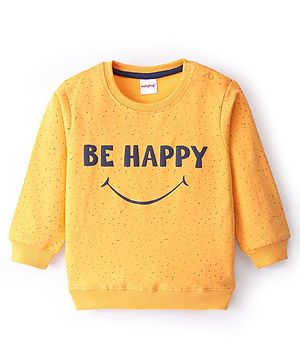 Babyhug Cotton Full Sleeves Sweatshirt With Text Graphics- Mustard