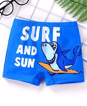 Babyhug Swimming Trunks Shark Print - Blue