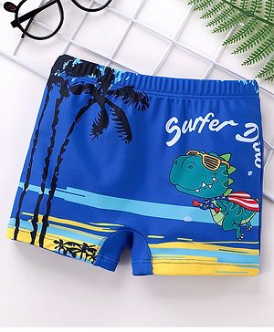 Babyhug Swimming Trunks Surfer Dino Print - Blue