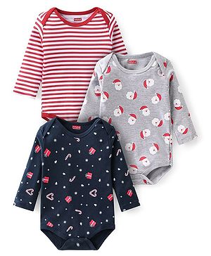 Babyhug Cotton Knit Full Sleeves Onesie Stripes Design - Multicolour