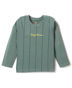 Forever Kids Full Sleeves Vintage Division Graphic Printed Tee - Green