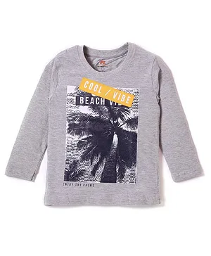 Forever Kids Full Sleeves Cool Vibe Text Graphic Printed Tee - Melang Grey