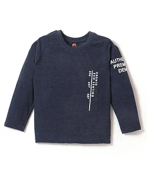 Forever Kids Full Sleeves Oronto Senting Number Printed Tee - Navy Blue