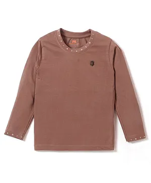 Forever Kids Full Sleeves Solid Tee - Brown