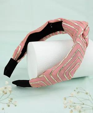 Knotty Ribbons Handcrafted Knotted Ethnic Hair Band - Light Pink