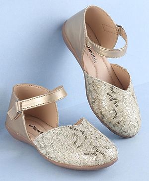 Pine Kids Velcro Closure Bellies With Sequin Detailing - Golden