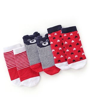 Cute Walk by Babyhug Cotton Blend Non Terry Ankle Length Socks Heart Design - Red