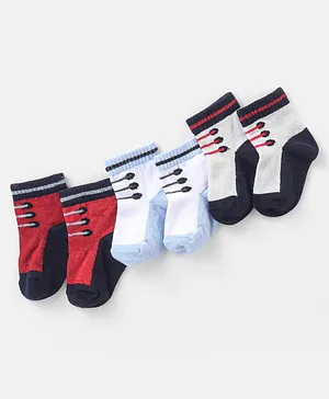 Cute Walk by Babyhug Cotton Knit Anti-Bacterial Ankle Length Lace Design Socks Pack of 3 - Multicolour
