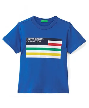 UCB Cotton Knit Half Sleeves Short Branding T-Shirt Logo Print - Blue