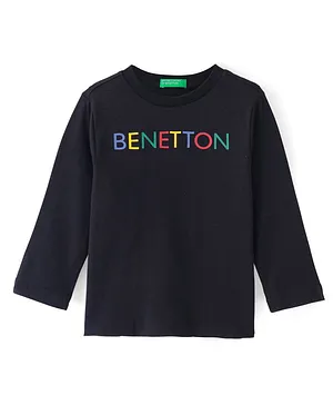 UCB Cotton Knit Full Sleeves T-Shirt With Benetton Print - Black