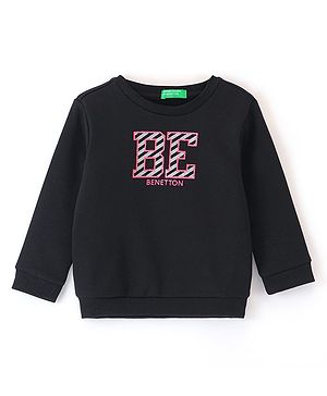 UCB Cotton Full Sleeves Sweatshirt Text Print- Black