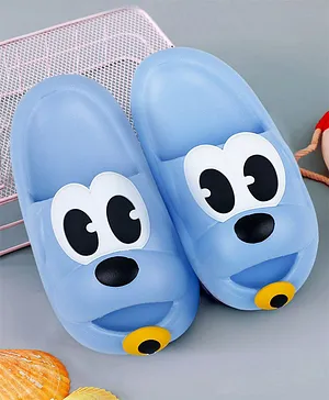 Baby Moo Dog Faced Detailed  Slippers Anti Skid Sliders - Blue