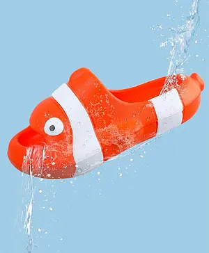 Baby Moo Nemo Faced Detailed Slippers Anti Skid Sliders - Orange