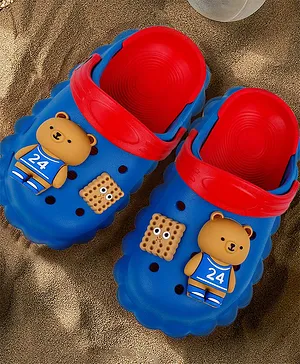 Baby Moo  Bear Applique Waterproof Anti Skid Sling Back Clogs - Blue