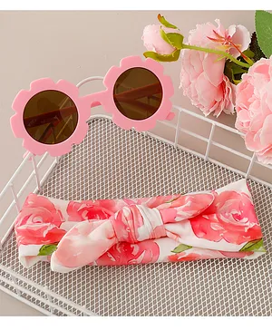 Babyhug Free Size Headband & Sunglasses with Floral Print - Pink