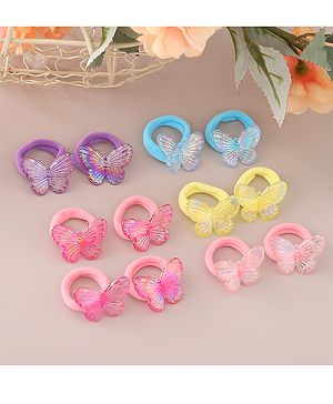 Babyhug Hair Rubber Bands Butterfly Applique Pack of 12 - Multicolor