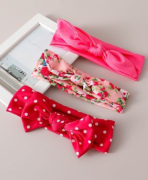 Babyhug Free Size Headbands With Bow Design Pack of 3 - Multicolor