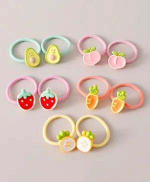 Babyhug Fruit Shape Rubber Bands Pack Of 10 - Multicolor