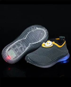 KATS Mesh Design Monkey Applique LED Light Shoes - Dark Grey