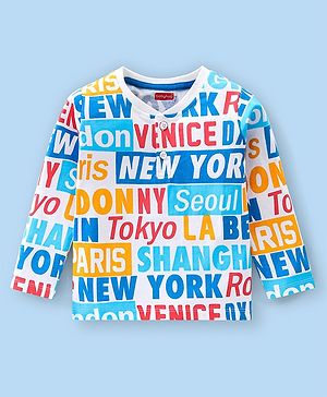 Babyhug Cotton Full Sleeves Tee With Text Graphics- Off White