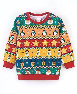 Babyhug Cotton Knit Full Sleeves Sweatshirt with All Over Graphics Print   - Multicolour