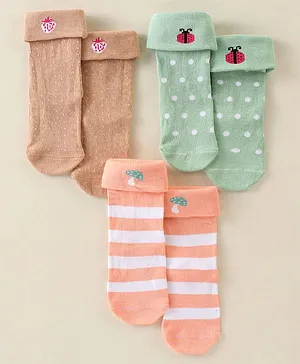 Bonjour Mid Calf Length Cotton Socks Pack of 3 (Color May Vary)