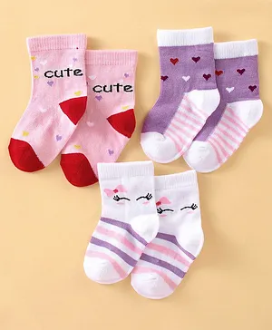 Bonjour Ankle Length Cotton Socks Pack of 3 (Color May Vary)