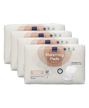 Abena Premium Maternity Pads for Women Super Absorption & Soft Disposable Pads for After-Delivery Incontinence Pack of 4 - 15 Pieces Each