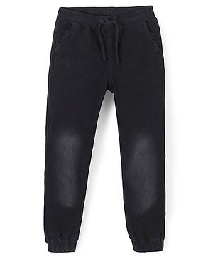 Pine Kids Denim Washed Full Length Joggers - Black
