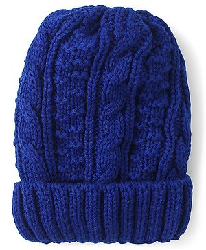 Pine Kids Cable Knit Woolen Beanie Cap - Blue