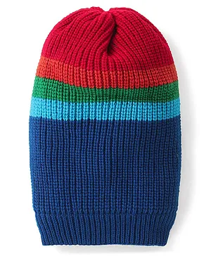 Pine Kids Woollen Cap with Solid Colour Stripes Design Multicolour - Diameter 17 cm
