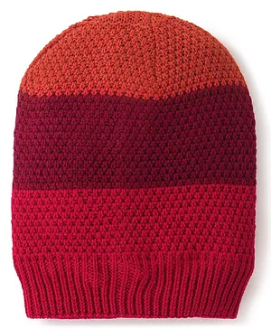 Pine Kids Woollen Cap with Solid Colour Blocks Design Multicolor - Diameter 16 cm
