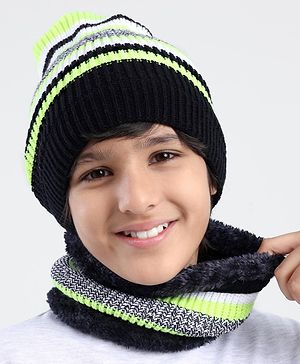Pine Kids Woollen Cap & Snood Set Blue - Cap Diameter 12 cm