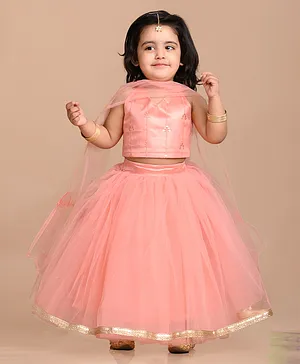 Titrit Sleeveless Embellished Choli  Net Lehenga & Dupatta - Pink