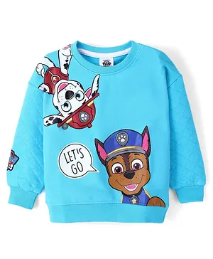 Babyhug Cotton Knit Full Sleeve Sweatshirt With Paw Patrol Graphics & Quilting Detailing - Blue