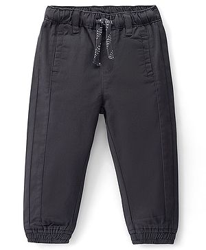 Babyhug Cotton Spandex Full Length Solid Colour Trousers - Grey