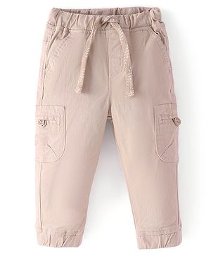 Babyhug Cotton Spandex Full Length Trouser Solid Colour - Fawn